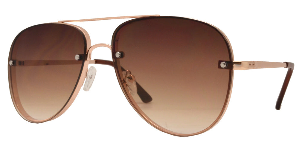 Wholesale - 8687 - Classic Rimless Oval Shaped Sunglasses with Flat Lens - Dynasol Eyewear