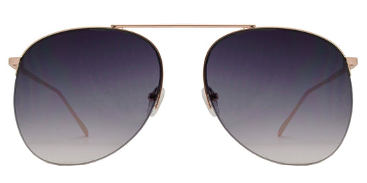 Wholesale - 8720 - Rimless Metal Oval Shaped Sunglasses with Brow Bar - Dynasol Eyewear