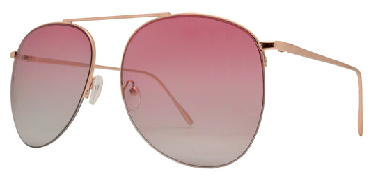 Wholesale - 8720 - Rimless Metal Oval Shaped Sunglasses with Brow Bar - Dynasol Eyewear