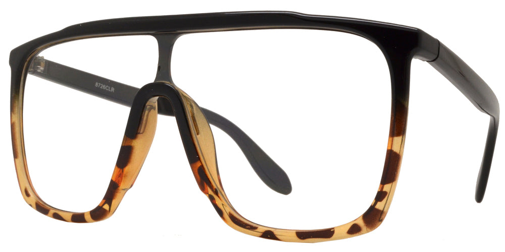 Wholesale - 8726 Clear - Flat Top Shield Lens Plastic Sunglasses with Clear Lens - Dynasol Eyewear