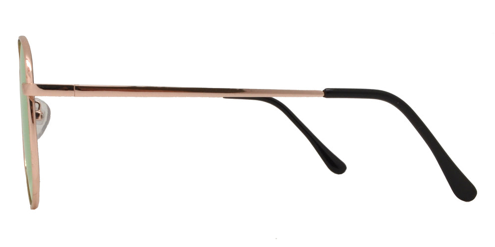 Wholesale - 8733 Pink - Metal Oval Shaped Sunglasses with Pink Mirror Flat Lens - Dynasol Eyewear