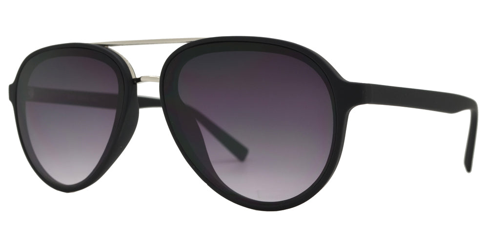 Wholesale - 8820 - Retro Oval Shaped with Brow Bar Flat Lens Plastic Sunglasses - Dynasol Eyewear