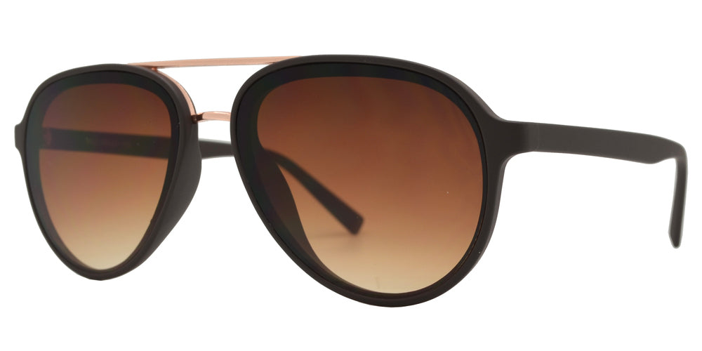 Wholesale - 8820 - Retro Oval Shaped with Brow Bar Flat Lens Plastic Sunglasses - Dynasol Eyewear