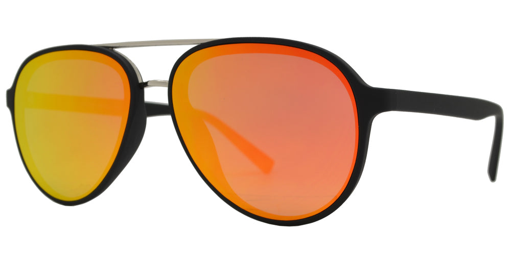 Wholesale - 8820 RVC - Retro Oval Shaped Sunglasses with Color Mirror Flat Lens - Dynasol Eyewear