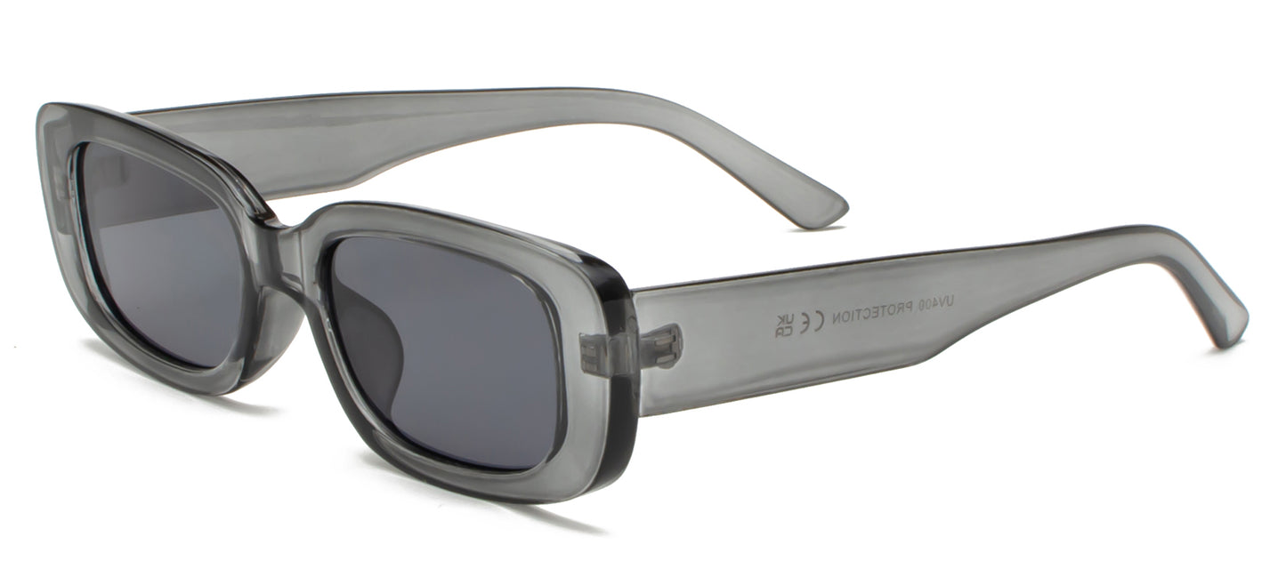 8905 - Rectangular Plastic Sunglasses with Flat Lens