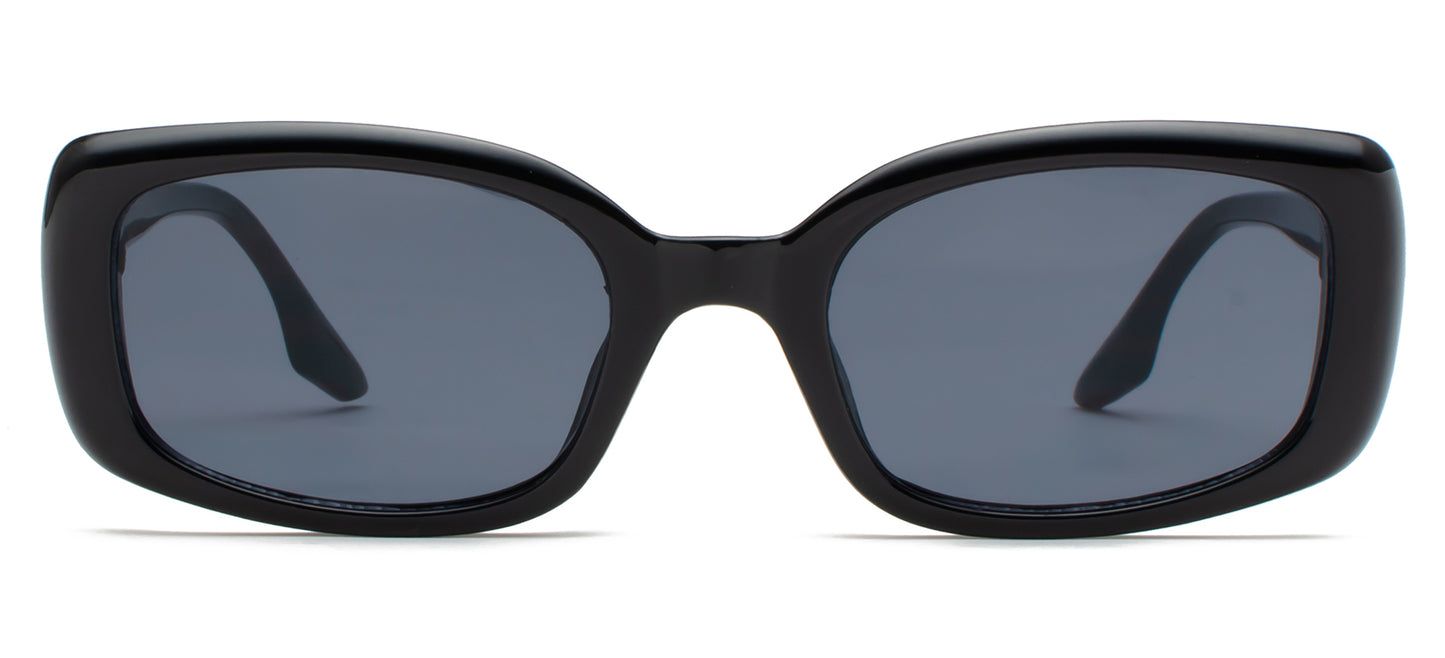 8912 - Rectangular Plastic Sunglasses with Flat Lens