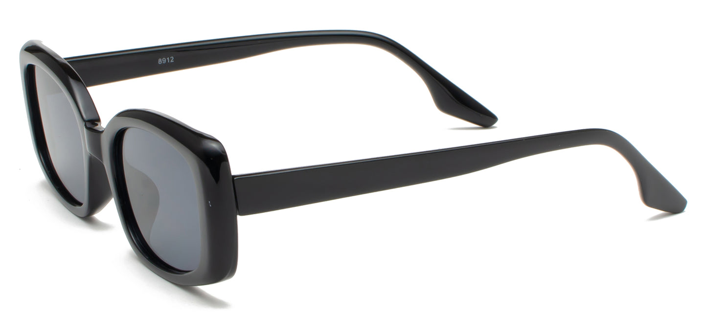 8912 - Rectangular Plastic Sunglasses with Flat Lens