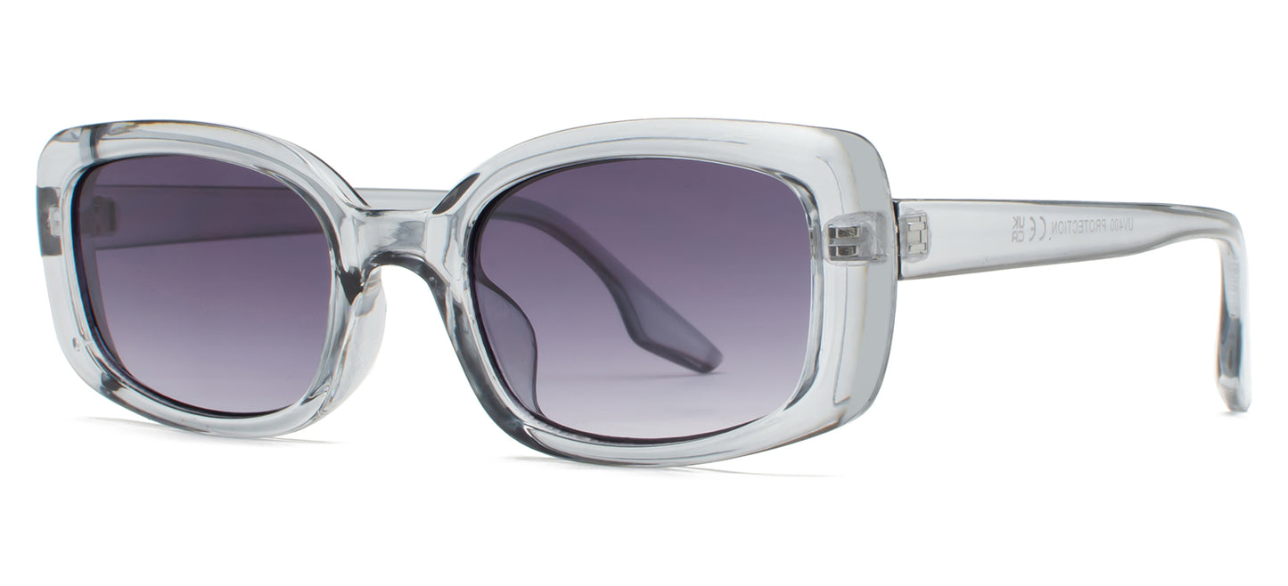 8912 - Rectangular Plastic Sunglasses with Flat Lens