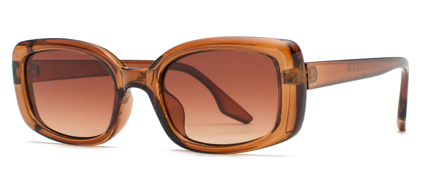 8912 - Rectangular Plastic Sunglasses with Flat Lens