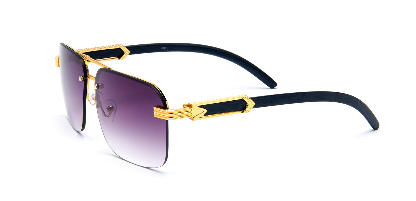 8941 Rimless - Rectangular Rimless Flat Top Metal Sunglasses