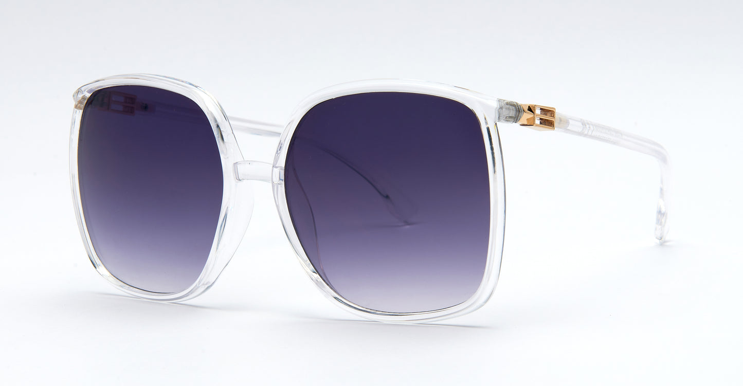 8958 - Plastic Curved Square Sunglasses