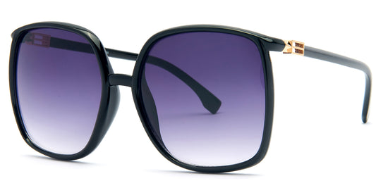 8958 - Plastic Curved Square Sunglasses