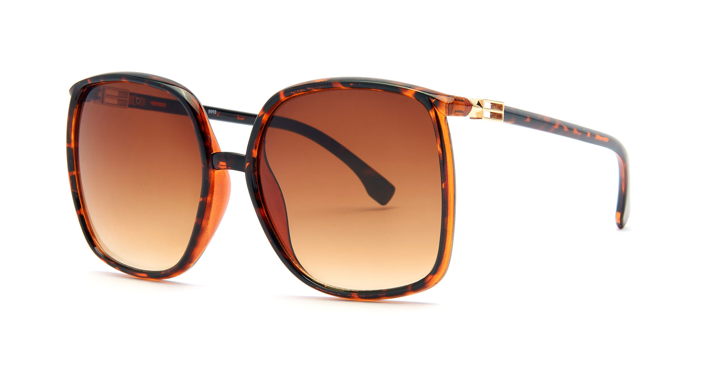 8958 - Plastic Curved Square Sunglasses