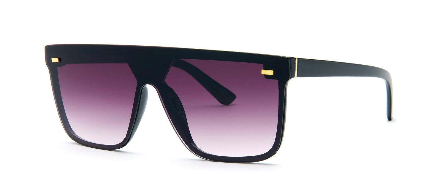 8959 - Flat Top One Piece Plastic Sunglasses