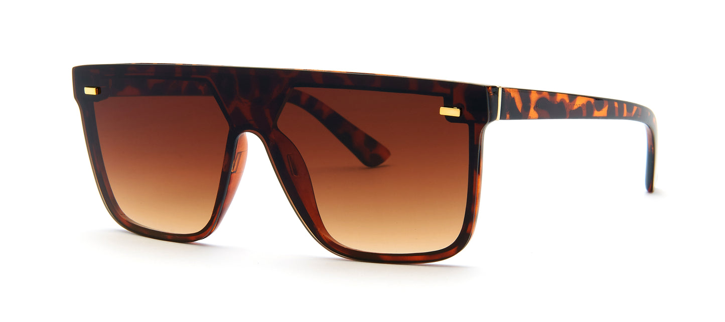 8959 - Flat Top One Piece Plastic Sunglasses