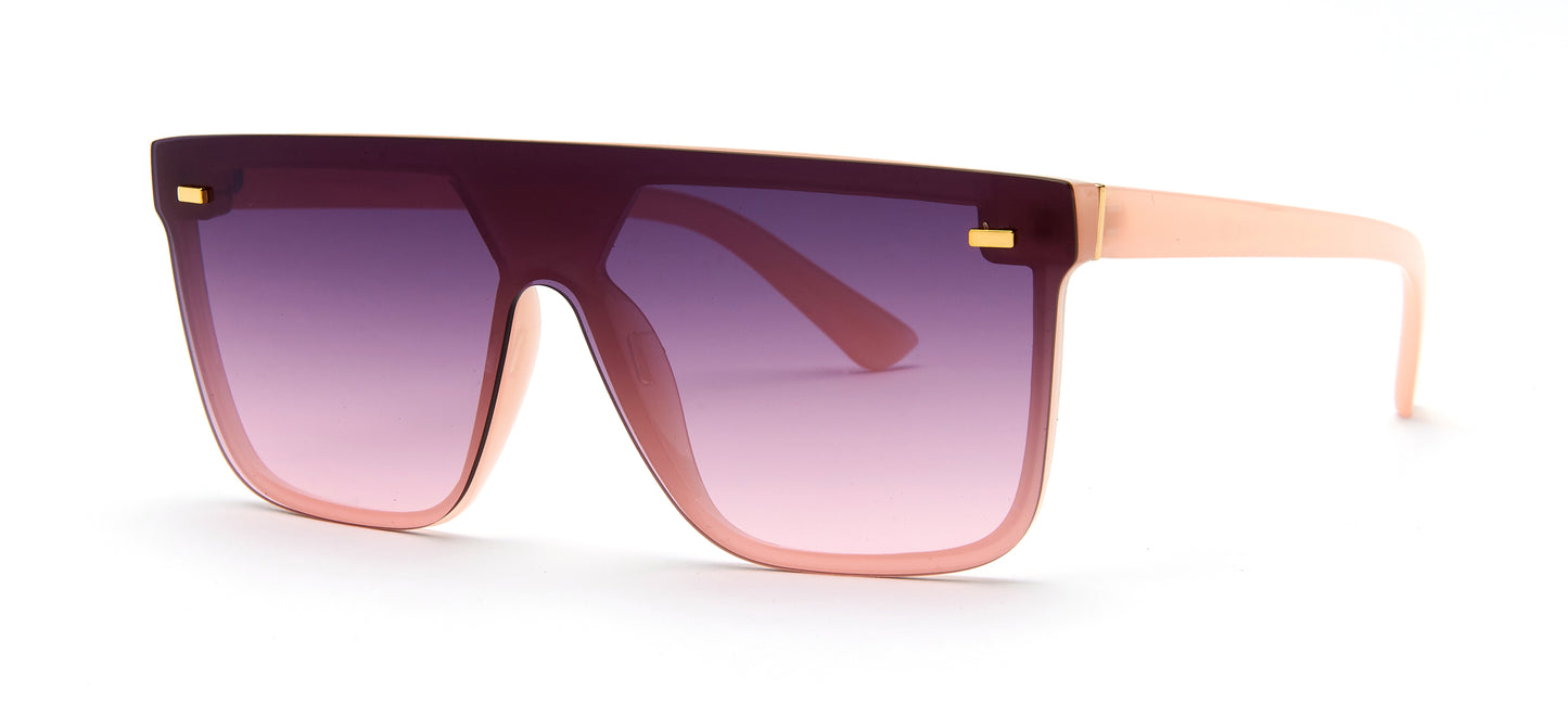8959 - Flat Top One Piece Plastic Sunglasses