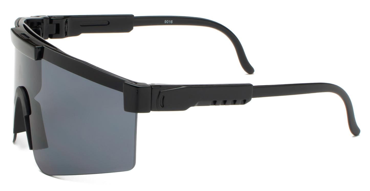 9016 - Plastic One Piece Sports Rimless Sunglasses