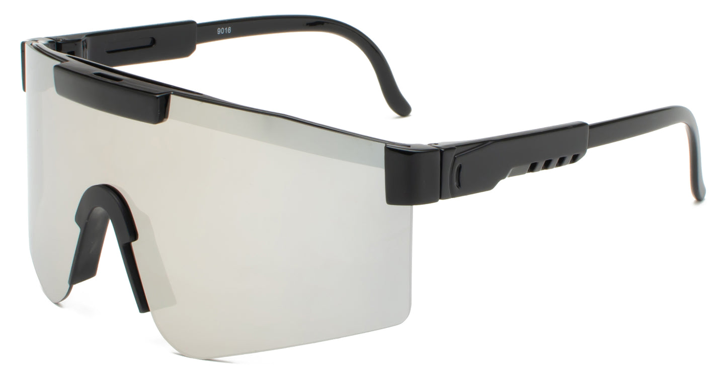 9016 - Plastic One Piece Sports Rimless Sunglasses