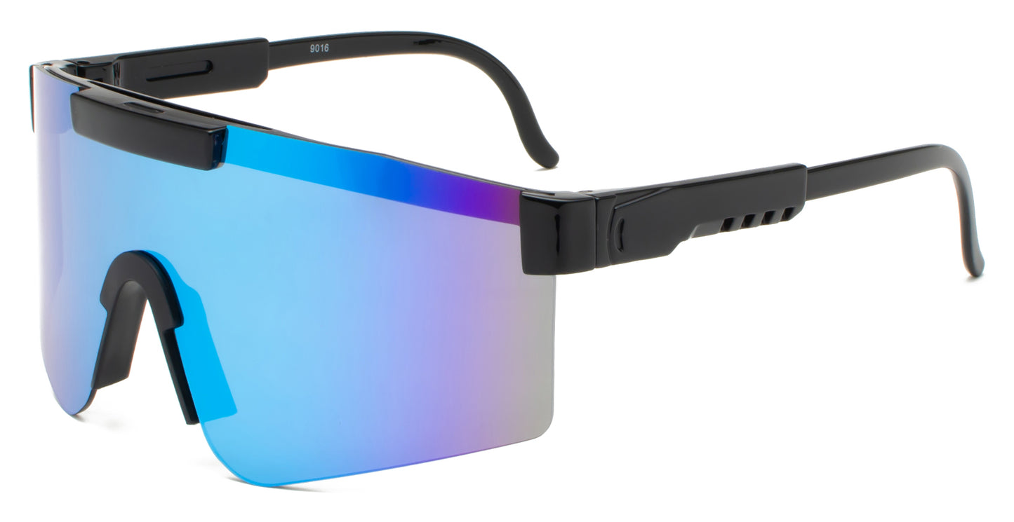 9016 - Plastic One Piece Sports Rimless Sunglasses