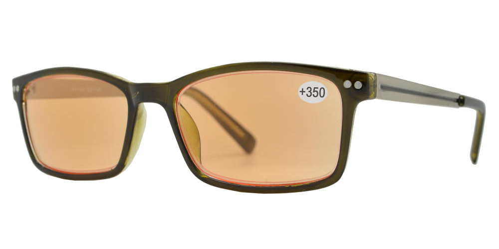 Wholesale - CRS 1019 +350 - Rectangular Plastic Computer Tinted Reading Glasses - Dynasol Eyewear