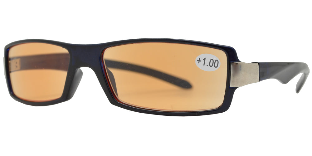 Wholesale - CRS 1211 +100 - Rectangular Plastic Computer Tinted Reading Glasses - Dynasol Eyewear