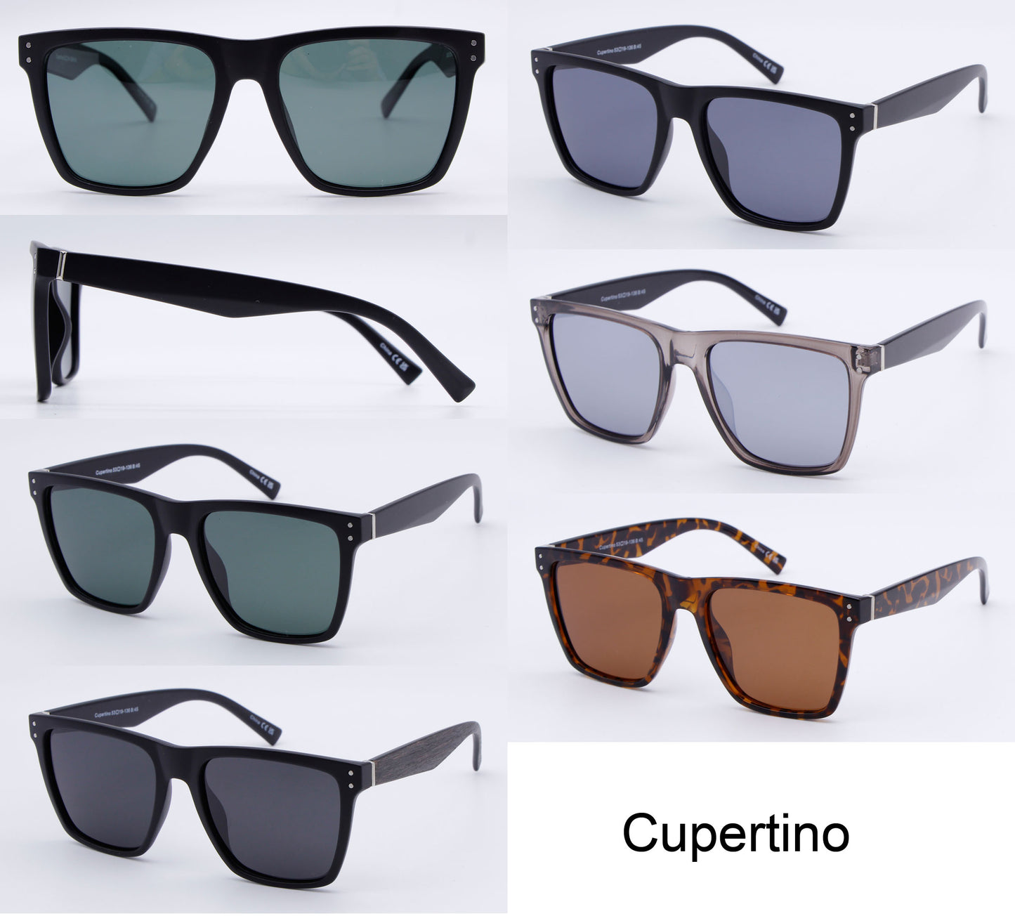 PL Cupertino - Polarized Flat Top Square Plastic Sunglasses