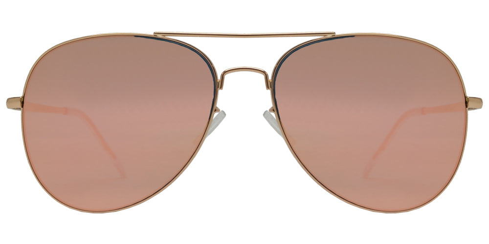 FC 6516 Pink RV - Oval Shaped Thin Stainless Frame Sunglasses with Pink Mirror Lens