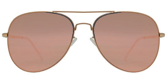 FC 6516 Pink RVC - Oval Shaped Thin Stainless Frame Sunglasses with Pink Mirror Lens