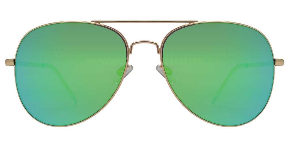 FC 6516 RVC - Oval Shaped Thin Stainless Frame Sunglasses with Colors Mirror Lens