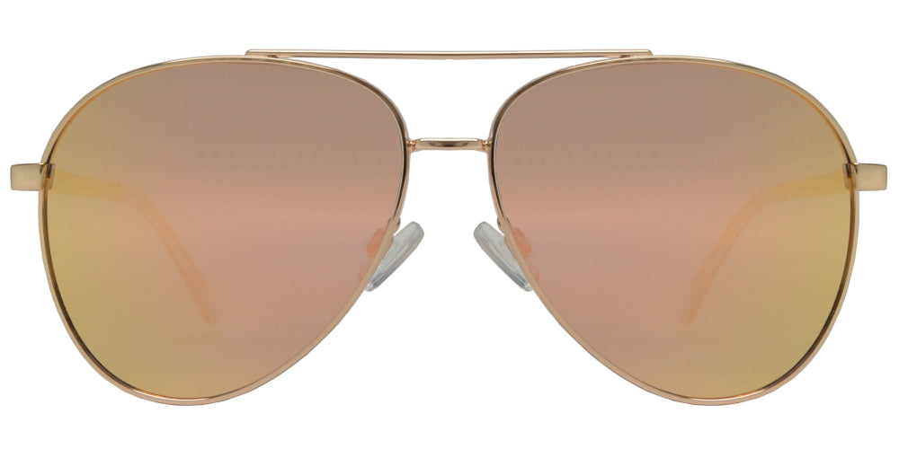 FC 6514 Pink RVC - Thick Frame Oval Shaped Sunglasses with Pink Mirror Lens