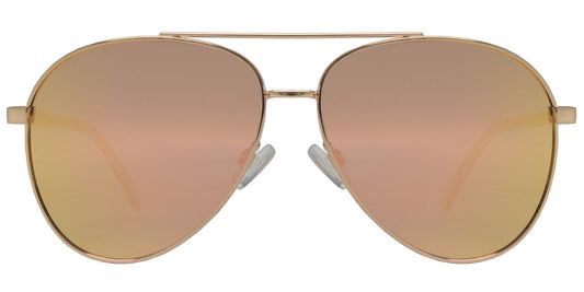 FC 6514 Pink RVC - Thick Frame Oval Shaped Sunglasses with Pink Mirror Lens