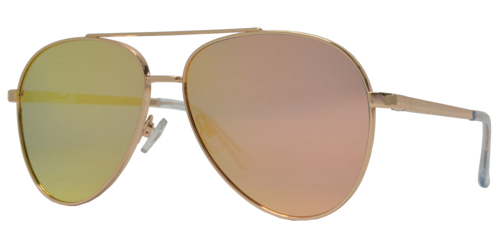 FC 6514 Pink RVC - Thick Frame Oval Shaped Sunglasses with Pink Mirror Lens
