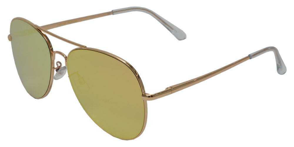 FC 6516 Pink RV - Oval Shaped Thin Stainless Frame Sunglasses with Pink Mirror Lens