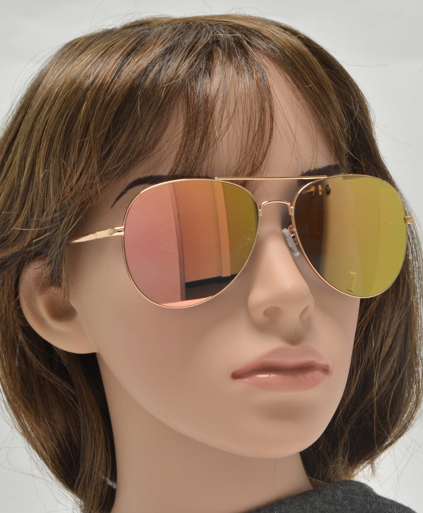 FC 6516 Pink RV - Oval Shaped Thin Stainless Frame Sunglasses with Pink Mirror Lens