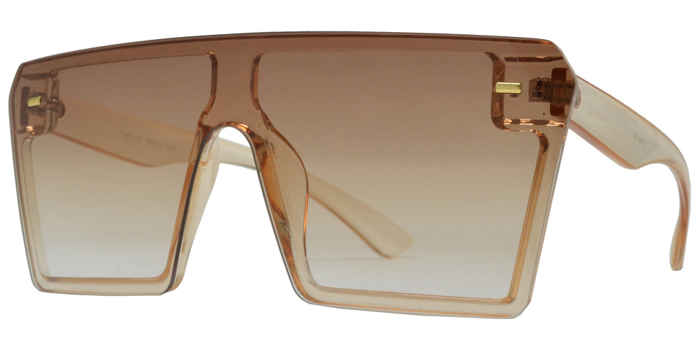 7964 OC - Oversized Sunglasses with Flat Top and Ocean Flat Lens