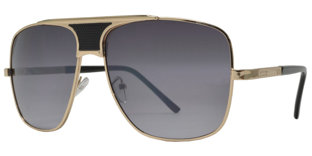8798 - Large Square Oval Shaped Sunglasses with Brow Bar