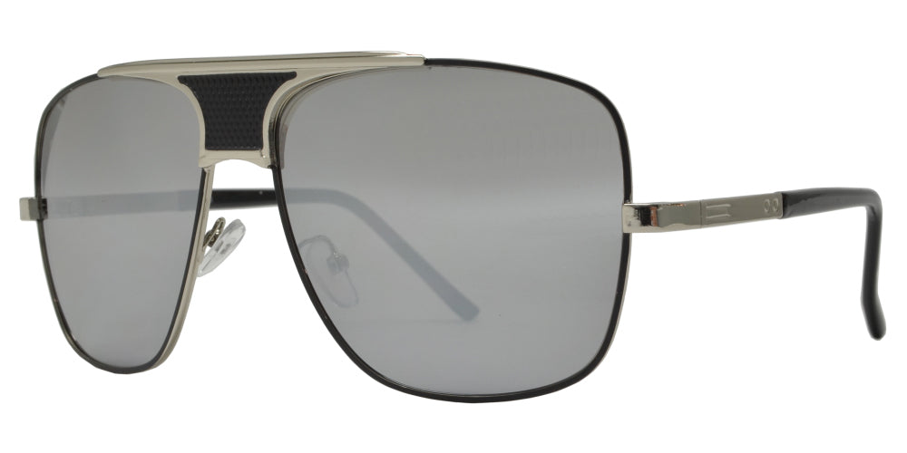 8798 - Large Square Oval Shaped Sunglasses with Brow Bar