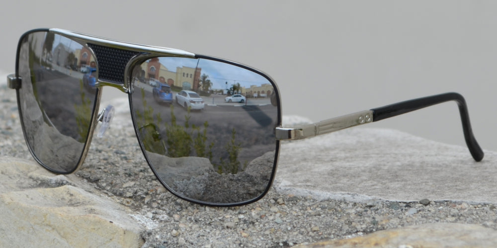 8798 - Large Square Oval Shaped Sunglasses with Brow Bar