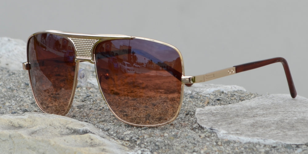 8798 - Large Square Oval Shaped Sunglasses with Brow Bar