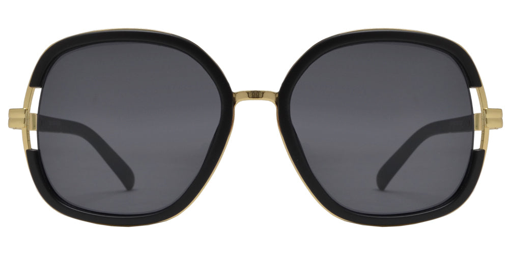 7926 - Women's Modern Square Metal Sunglasses with Plastic Border