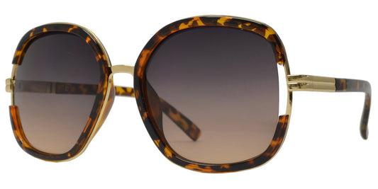 7926 - Women's Modern Square Metal Sunglasses with Plastic Border