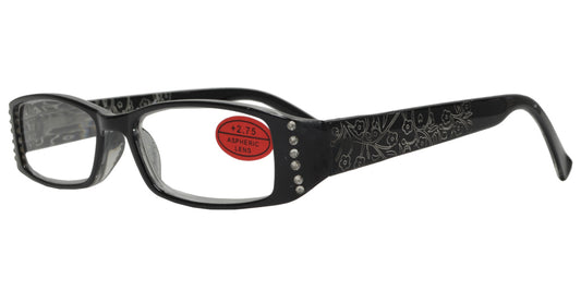 RS 1170 - Plastic Rectangular Sunglasses with Rhinestones