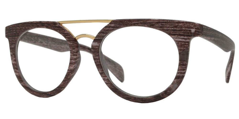 7872 Clear - Flat Top Plastic Sunglasses with Metal Brow Bar and Clear Lens