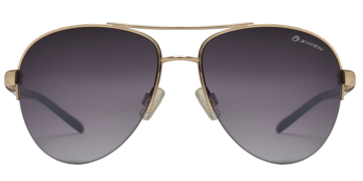 OX 2850 - Classic Aviator Half Rimmed with Brow Bar Metal Sunglasses