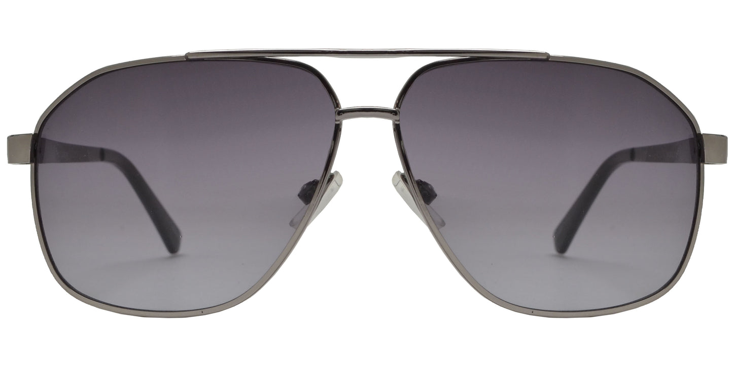 OX 2857 - Asymmetrical Square Aviator with Brow Bar Metal Sunglasses