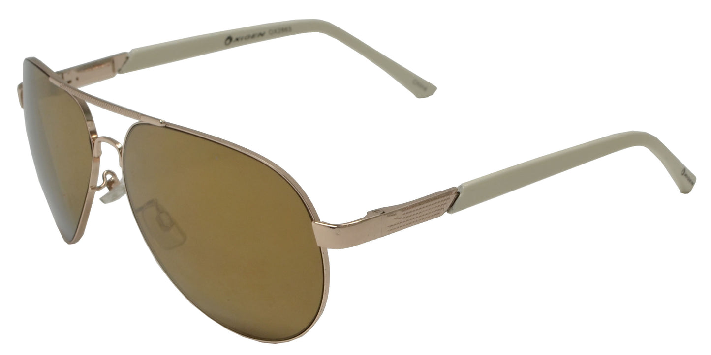 OX 2863 RVC - Classic Oval Shaped Metal Sunglasses with Color Mirror Lens