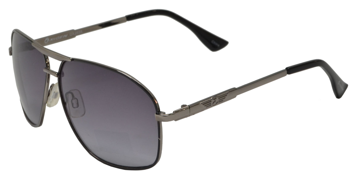OX 2858 - Asymmetrical Square Aviator with Brow Bar Metal Sunglasses