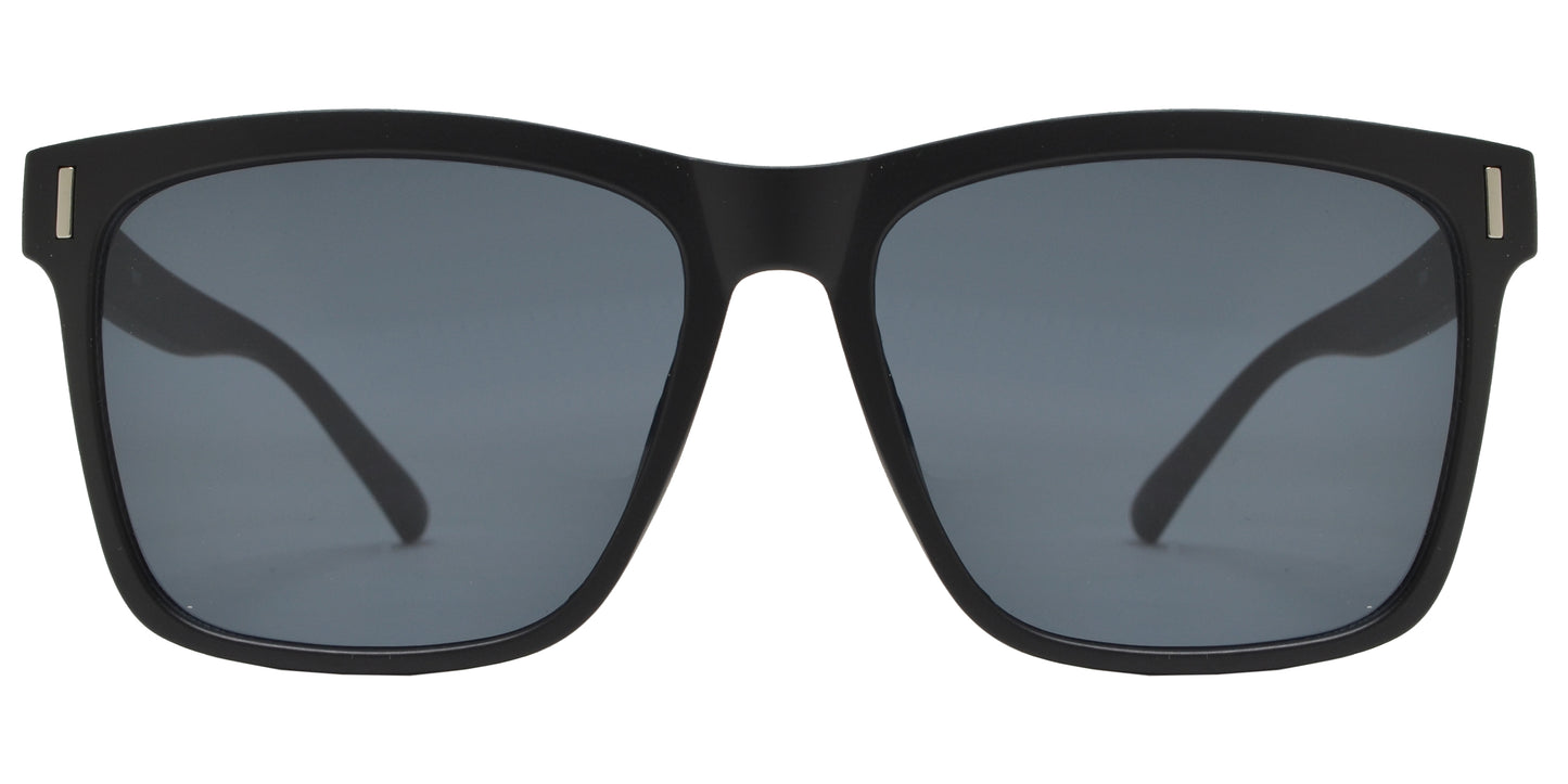 8897 - Classic Rectangular Oversize Plastic Sunglasses with Flat Lens