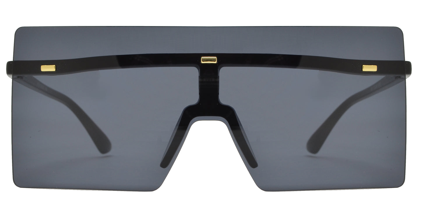 7016 Plastic - Full Rimless Flat Top One Piece Lens Sunglasses