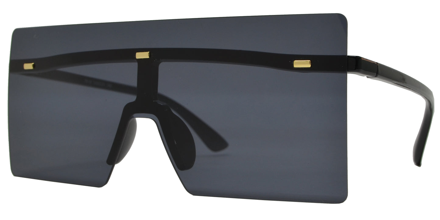 7016 Plastic - Full Rimless Flat Top One Piece Lens Sunglasses